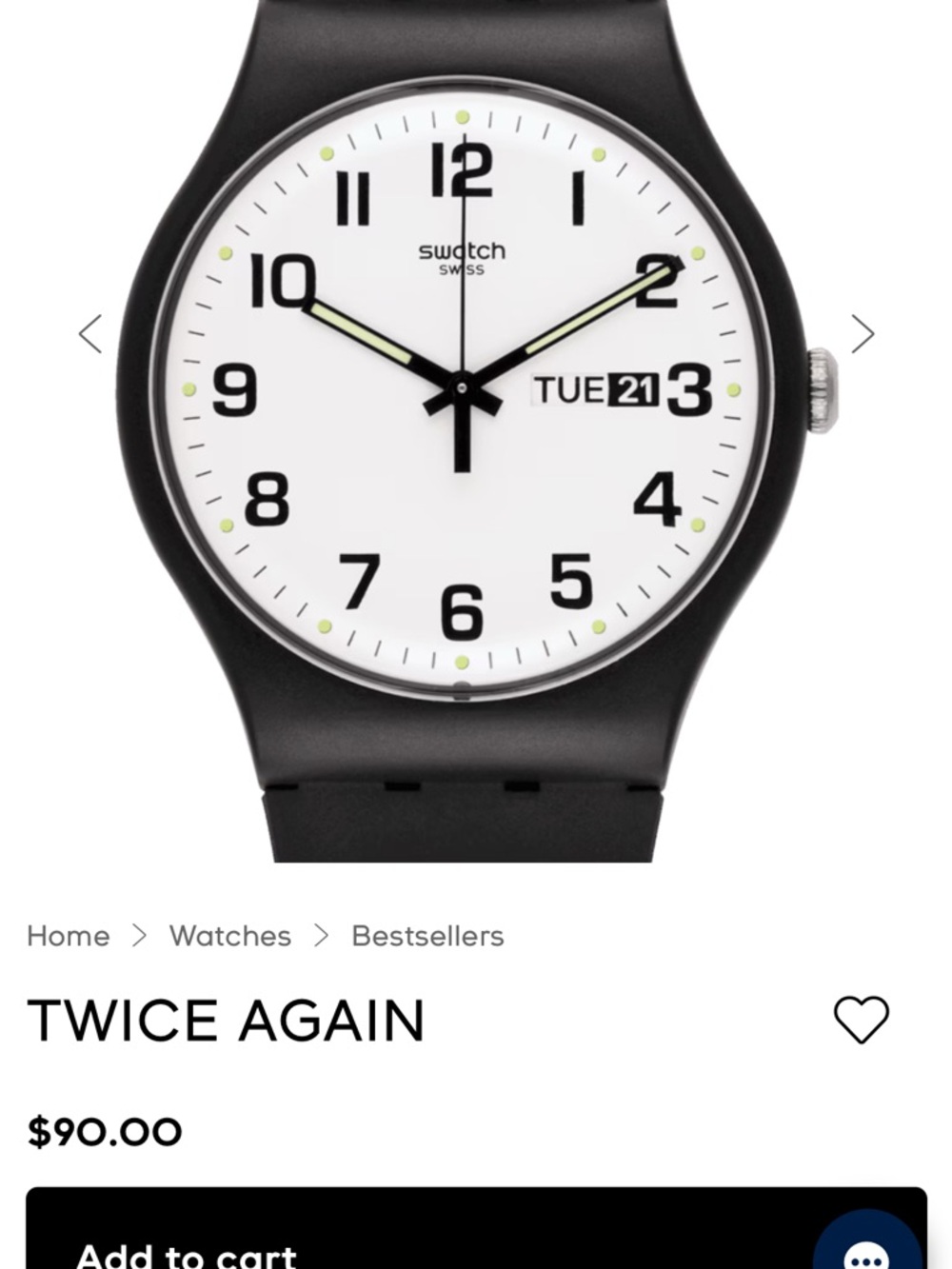 Swatch Black and White Minimalist Watch